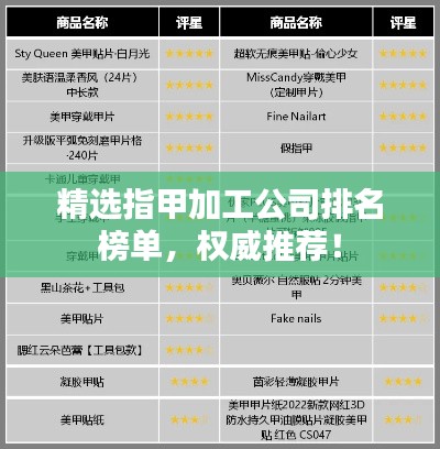 精选指甲加工公司排名榜单，权威推荐！