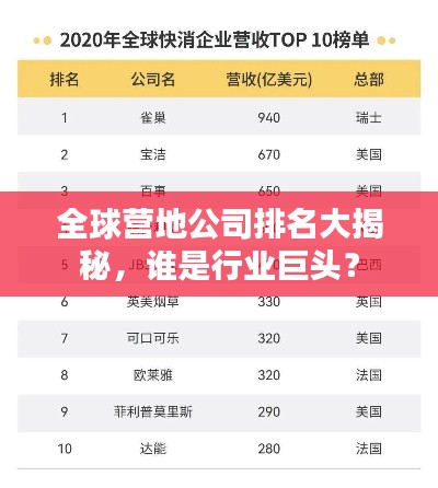 全球营地公司排名大揭秘，谁是行业巨头？
