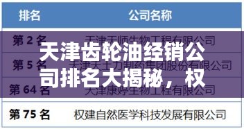 天津齿轮油经销公司排名大揭秘，权威榜单，优质企业一览无余！