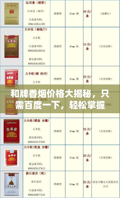 和牌香烟价格大揭秘，只需百度一下，轻松掌握最新行情！
