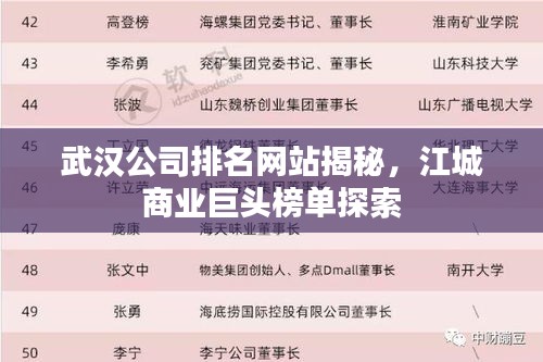 武汉公司排名网站揭秘，江城商业巨头榜单探索