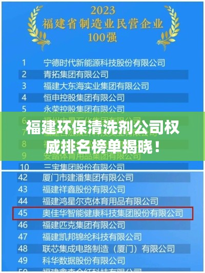 福建环保清洗剂公司权威排名榜单揭晓！
