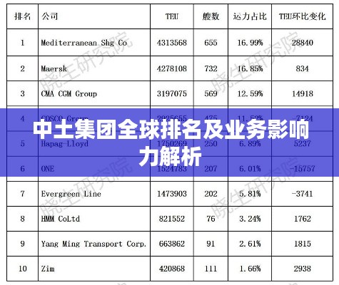 中土集团全球排名及业务影响力解析