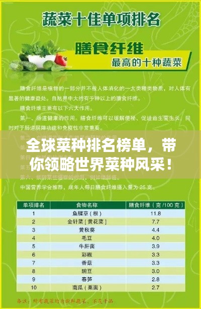 全球菜种排名榜单，带你领略世界菜种风采！
