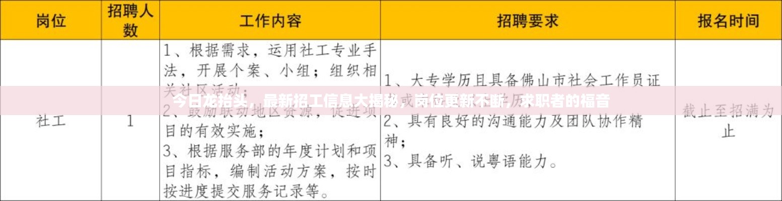 今日龙抬头，最新招工信息大揭秘，岗位更新不断，求职者的福音